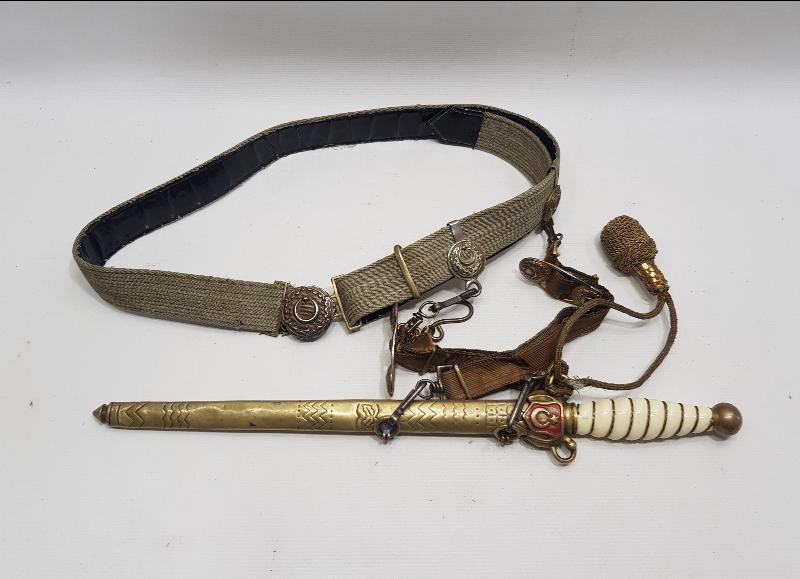 CUMHURİYET İLK DÖNEM DENİZCİ SUBAY KILICI VE KEMER TAKIMI