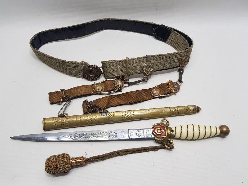 CUMHURİYET İLK DÖNEM DENİZCİ SUBAY KILICI VE KEMER TAKIMI