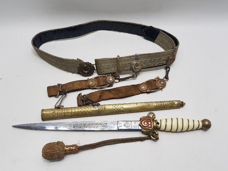 CUMHURİYET İLK DÖNEM DENİZCİ SUBAY KILICI VE KEMER TAKIMI