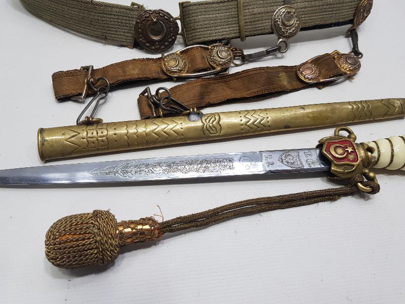 CUMHURİYET İLK DÖNEM DENİZCİ SUBAY KILICI VE KEMER TAKIMI