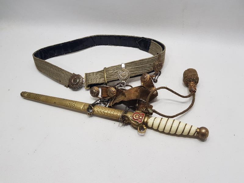 CUMHURİYET İLK DÖNEM DENİZCİ SUBAY KILICI VE KEMER TAKIMI