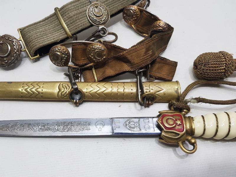 CUMHURİYET İLK DÖNEM DENİZCİ SUBAY KILICI VE KEMER TAKIMI