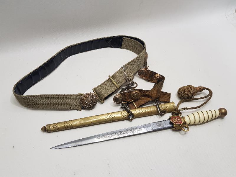 CUMHURİYET İLK DÖNEM DENİZCİ SUBAY KILICI VE KEMER TAKIMI