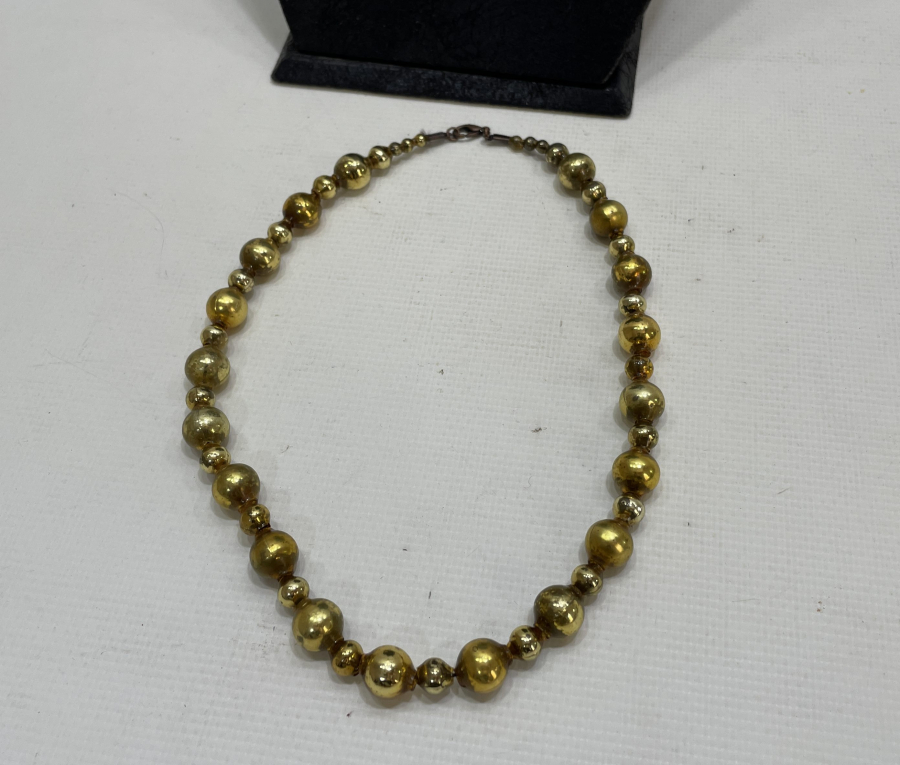 OSMANLI DÖNEMİ ALTIN YALDIZLI ÜFLEME CAM NADİR GERDANLIK