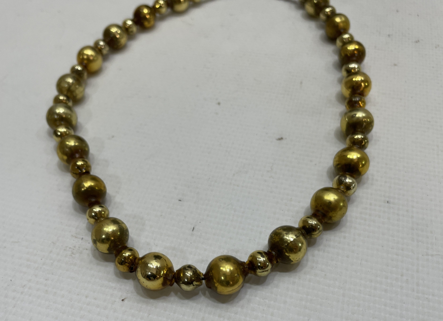 OSMANLI DÖNEMİ ALTIN YALDIZLI ÜFLEME CAM NADİR GERDANLIK