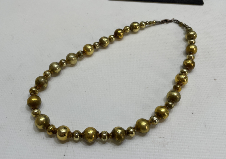 OSMANLI DÖNEMİ ALTIN YALDIZLI ÜFLEME CAM NADİR GERDANLIK