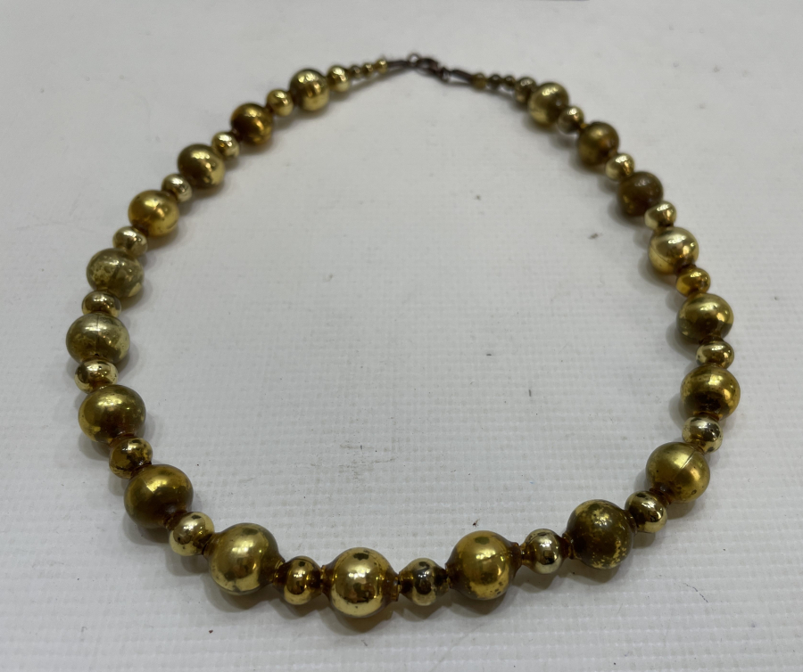 OSMANLI DÖNEMİ ALTIN YALDIZLI ÜFLEME CAM NADİR GERDANLIK