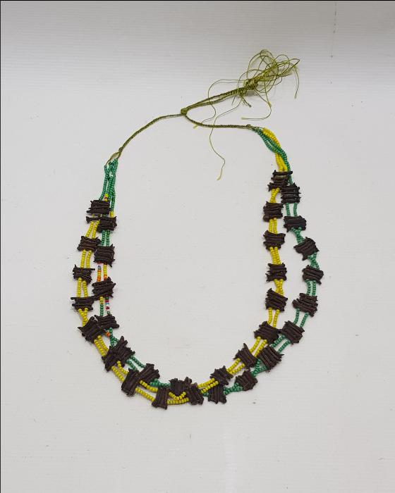 OSMANLI DÖNEMİ BALIKESİR YÖRESİ TAHTACI TÜRKMEN İŞİ KARANFİLLİ BONCUK İŞLEME GERDANLIK