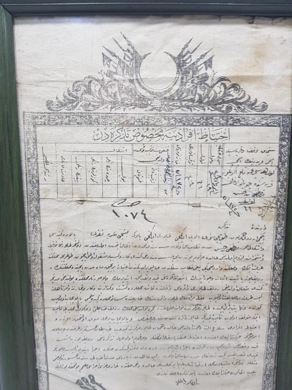 OSMANLI DÖNEMİ ENVER PENÇE MÜHÜRLÜ ASKERİ TERHİS BELGESİ