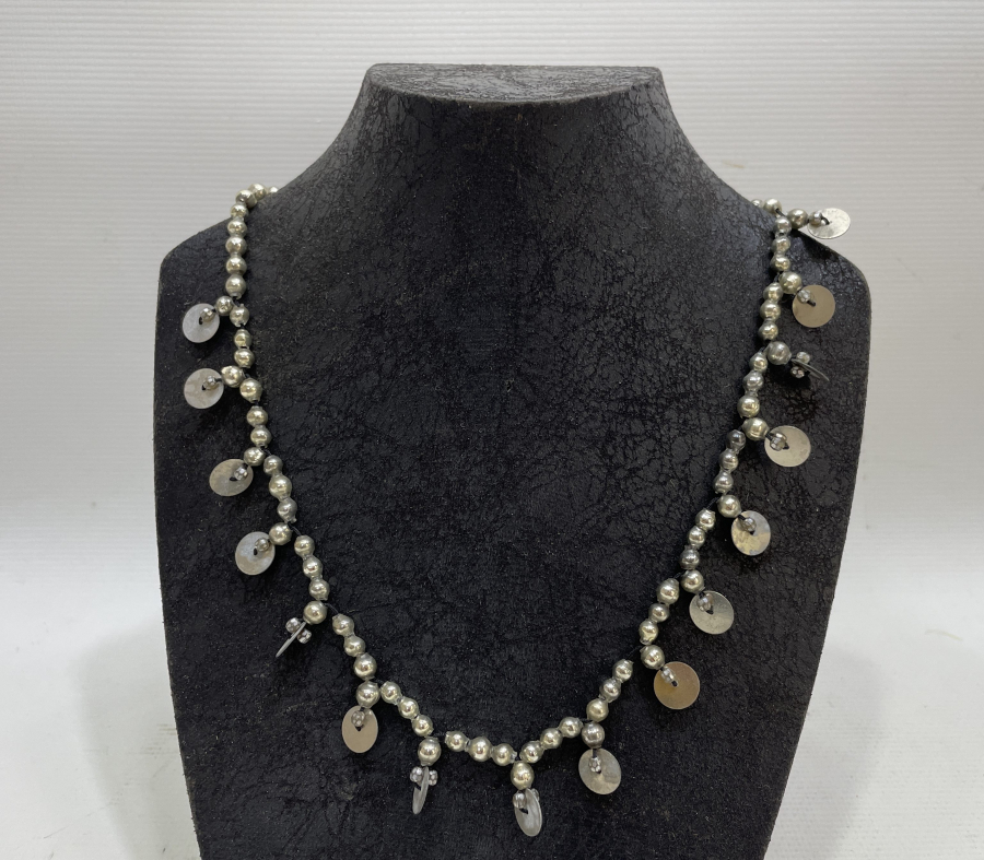 OSMANLI DÖNEMİ GÜMÜŞ YALDIZLI NADİR FORMDA PULLU GERDALIK