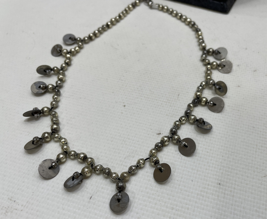 OSMANLI DÖNEMİ GÜMÜŞ YALDIZLI NADİR FORMDA PULLU GERDALIK