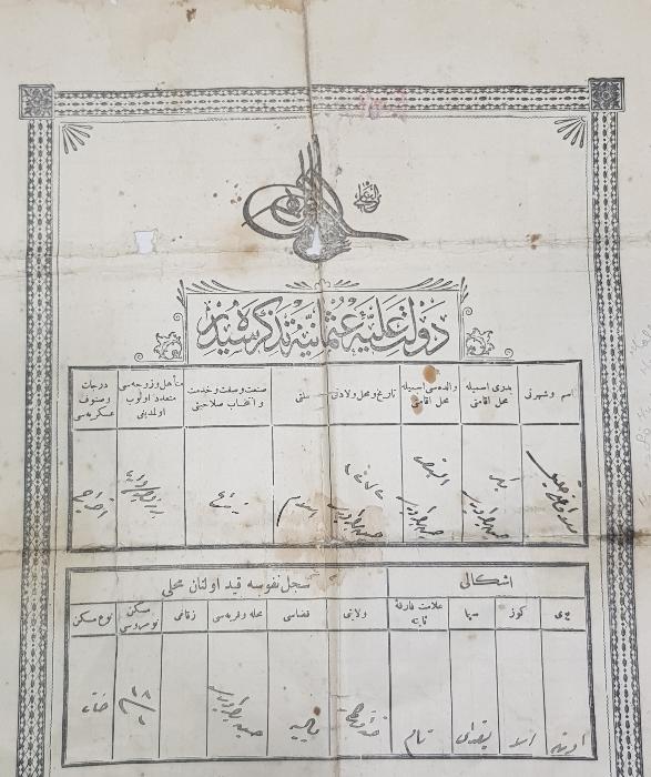 OSMANLI DÖNEMİ KULLANILMIŞ İLK NÜFUS KAĞIDI