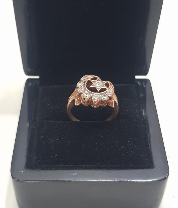 ZİRKON TAŞLARLA SÜSLÜ AY YILDIZLI GÜMÜŞ YÜZÜK