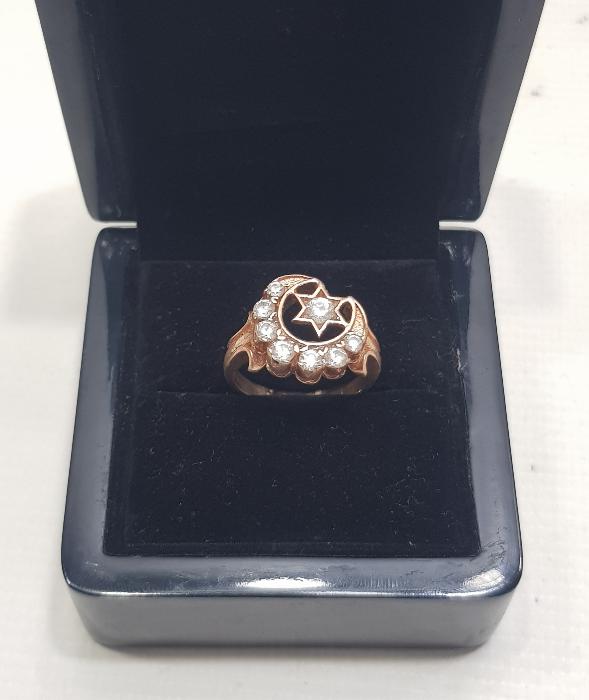 ZİRKON TAŞLARLA SÜSLÜ AY YILDIZLI GÜMÜŞ YÜZÜK