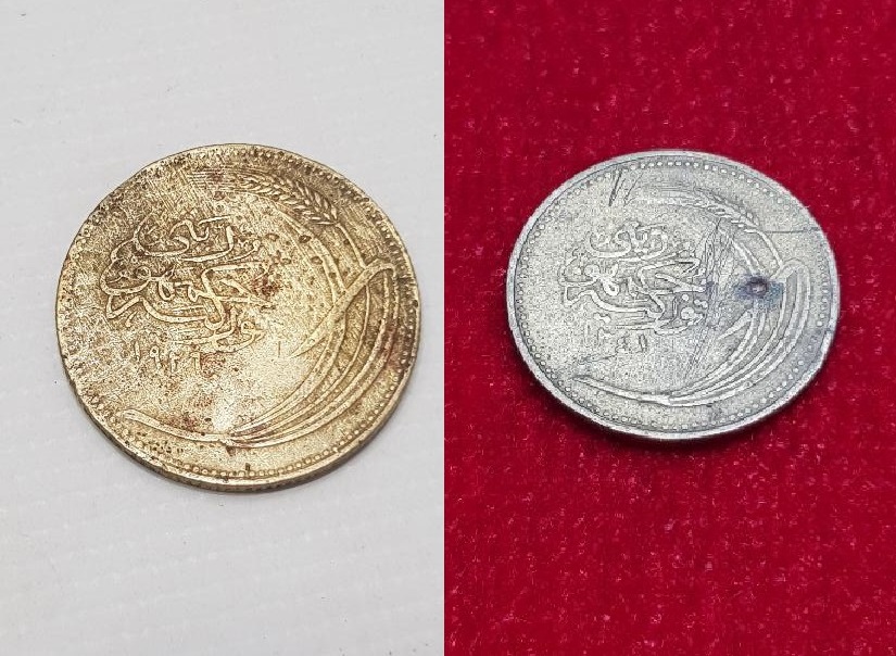 OSMANLICA YAZILI TÜRKİYE CUMHURİYETİ'NİN İLK 5 VE 10 KURUŞ MADENİ PARALARI