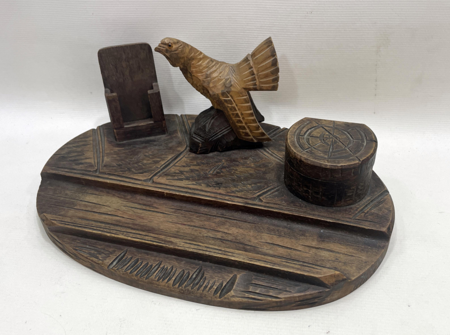 OSMANLI DÖNEMİ ÇOK NADİR EL OYMA AHŞAPTAN MAMUL YAZI TAKIMI - HOKKA