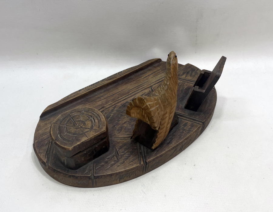 OSMANLI DÖNEMİ ÇOK NADİR EL OYMA AHŞAPTAN MAMUL YAZI TAKIMI - HOKKA