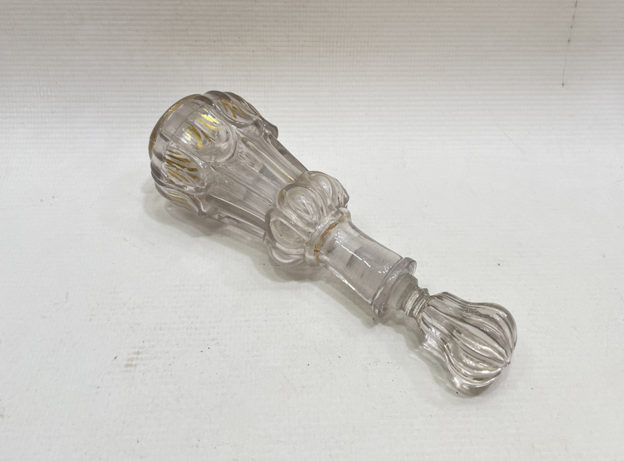 OSMANLI DÖNEMİ NADİR FORMDA ALTIN VARAKLI BEYKOZ İŞİ KOKU ŞİŞESİ