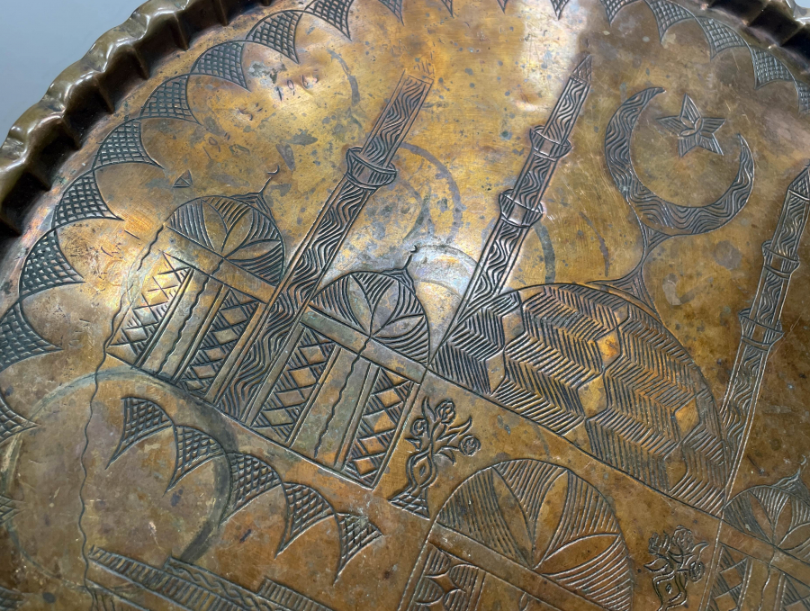 TAMAMI EL YAPIMI AYASOFYA GÖRSELLİ NADİR KAHVE TEPSİSİ