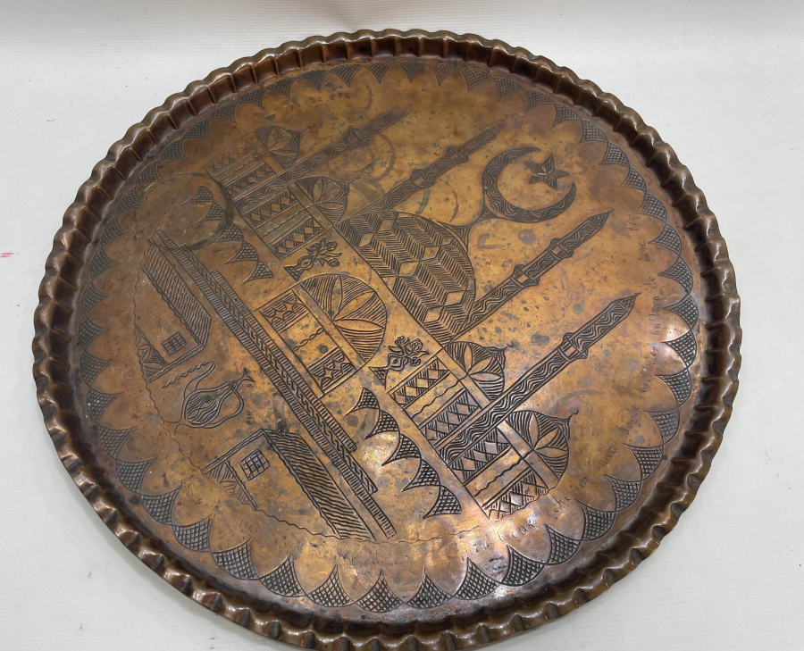 TAMAMI EL YAPIMI AYASOFYA GÖRSELLİ NADİR KAHVE TEPSİSİ