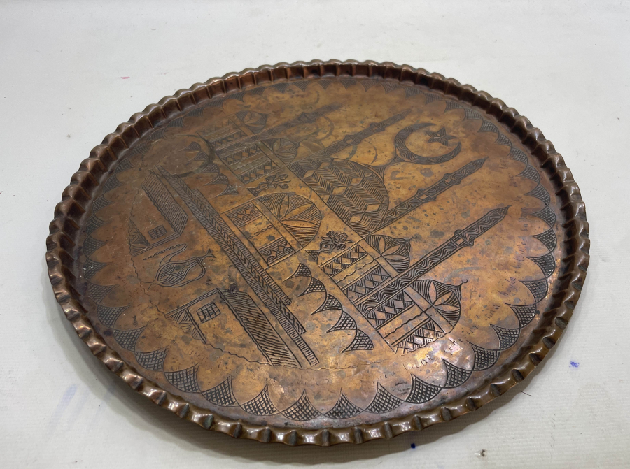 TAMAMI EL YAPIMI AYASOFYA GÖRSELLİ NADİR KAHVE TEPSİSİ