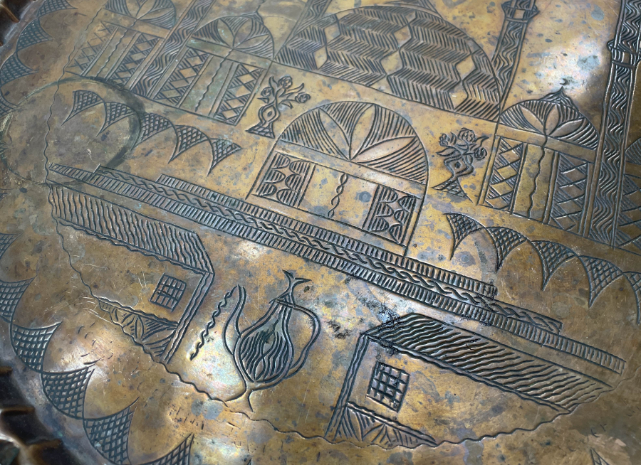 TAMAMI EL YAPIMI AYASOFYA GÖRSELLİ NADİR KAHVE TEPSİSİ