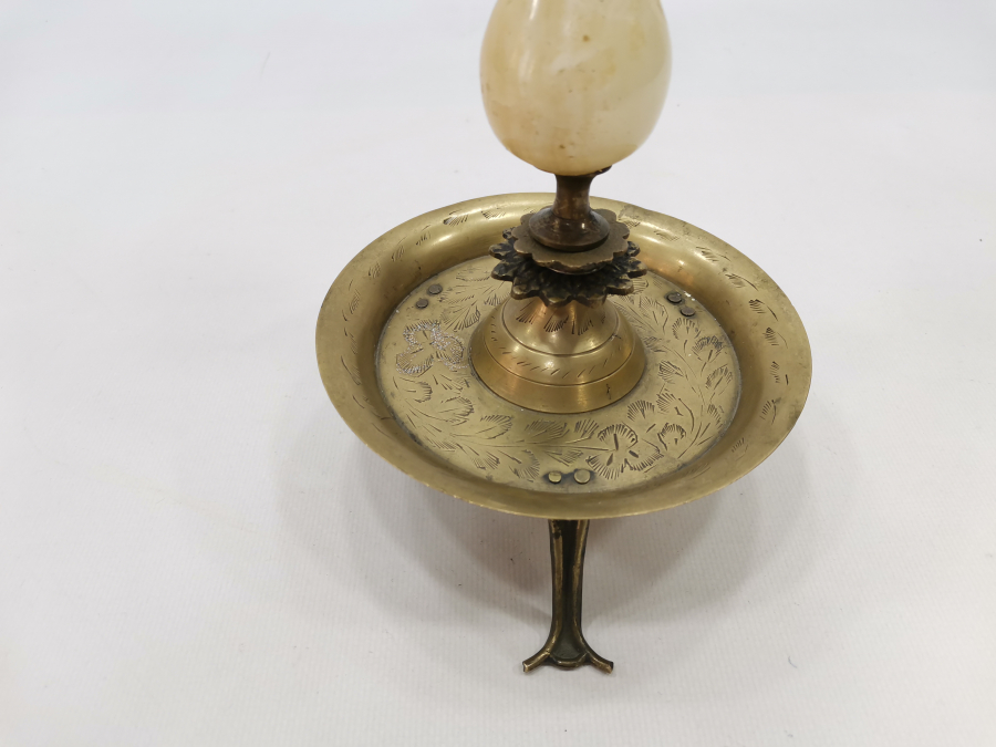 ANTİKA MERMER APLİKLİ PİRİNÇ MUMLUK