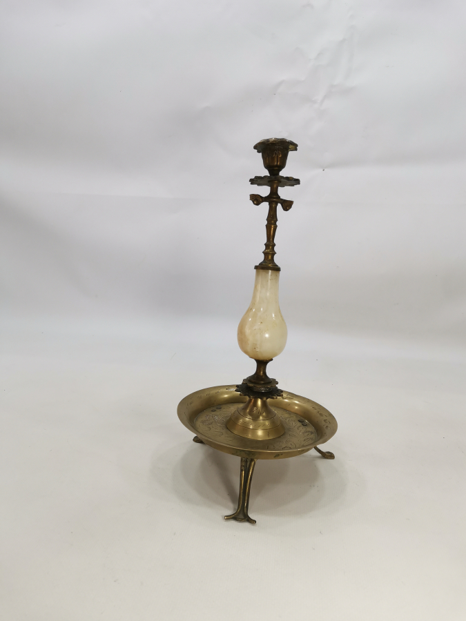 ANTİKA MERMER APLİKLİ PİRİNÇ MUMLUK