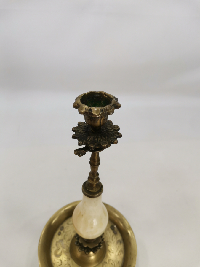 ANTİKA MERMER APLİKLİ PİRİNÇ MUMLUK