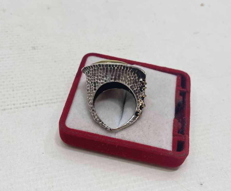 DAMLA KEHRİBAR TAŞLI ÖZEL YAPIM GÜMÜŞ YÜZÜK