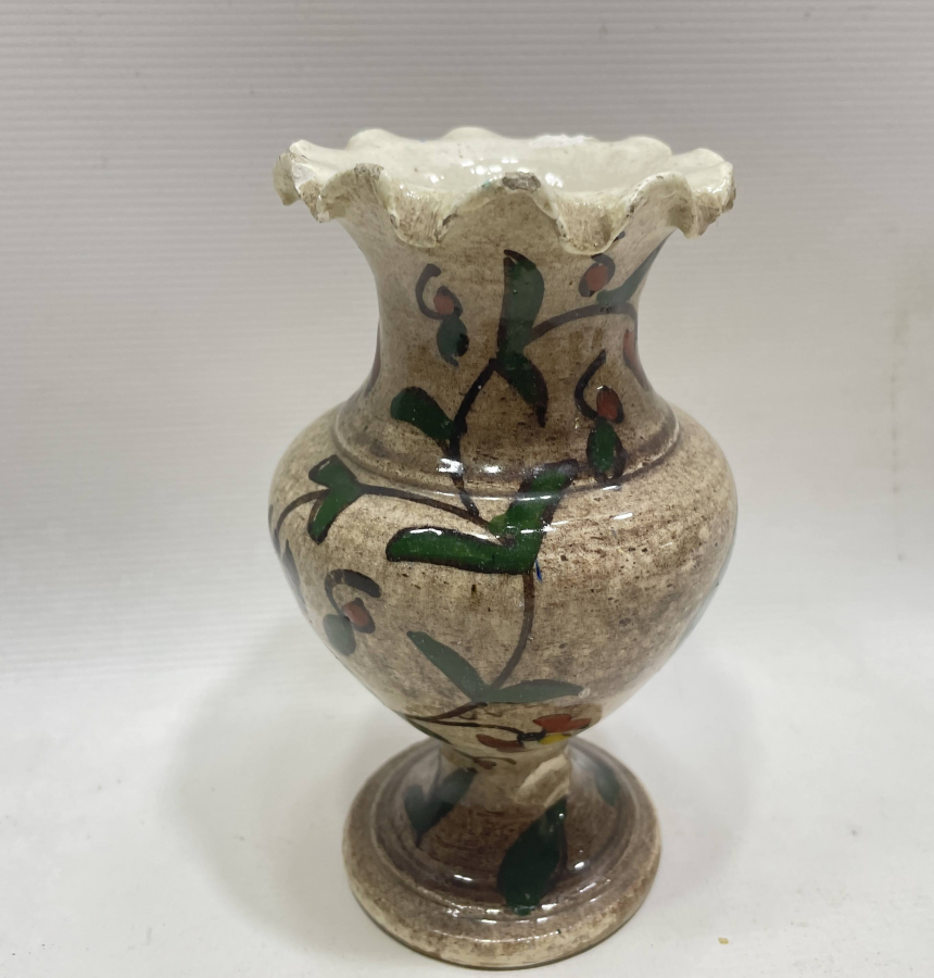 NADİR RENKTE KINIK İŞİ ANTİKA FIRFIRLI VAZO