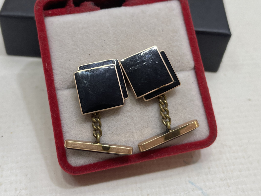 OLTU TAŞLI ANTİKA ALTIN KOL DÜĞMELERİ