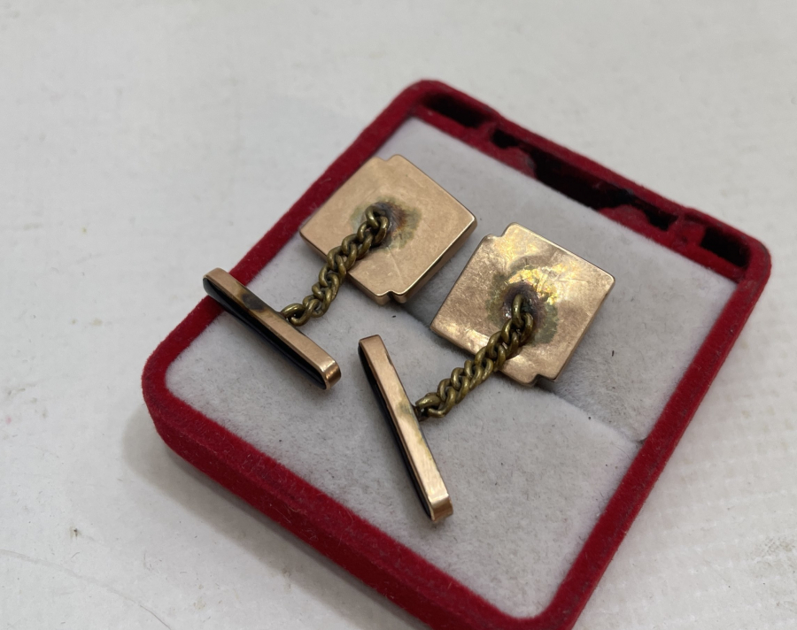 OLTU TAŞLI ANTİKA ALTIN KOL DÜĞMELERİ