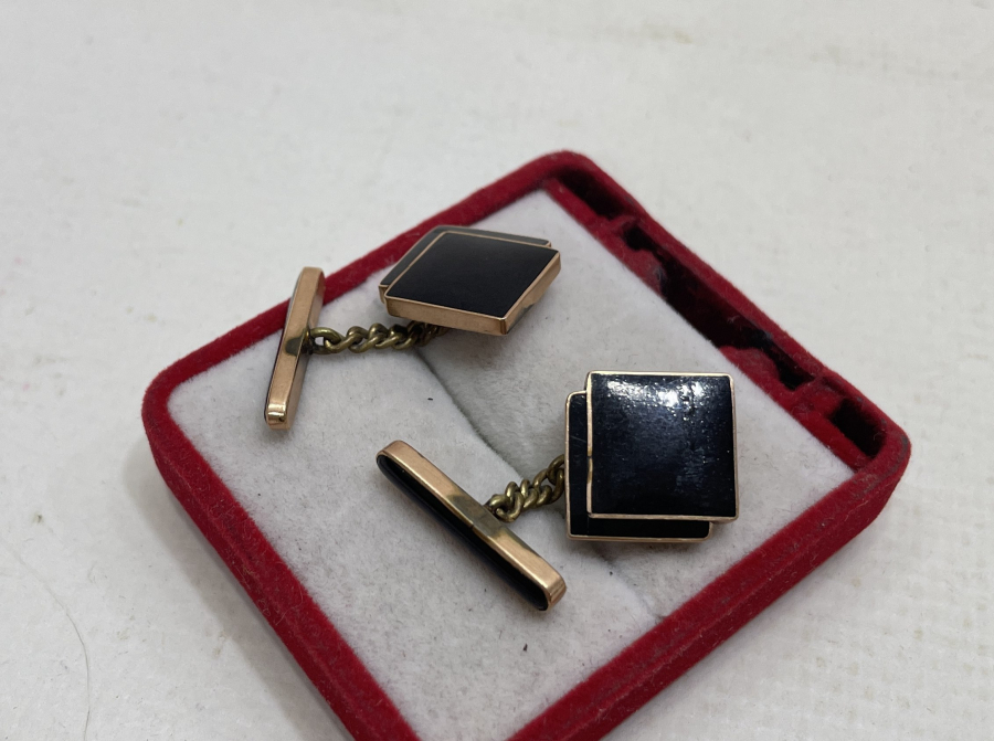 OLTU TAŞLI ANTİKA ALTIN KOL DÜĞMELERİ