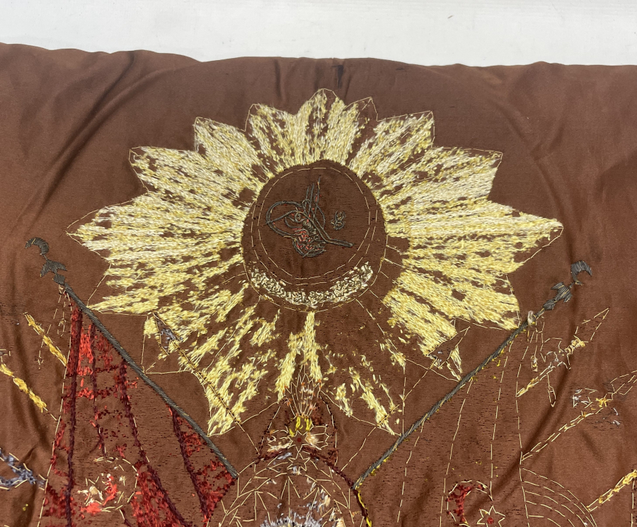 OSMANLI DEVLET ARMASI İŞLENMİŞ OSMANLI DÖNEMİ İPEK PANO