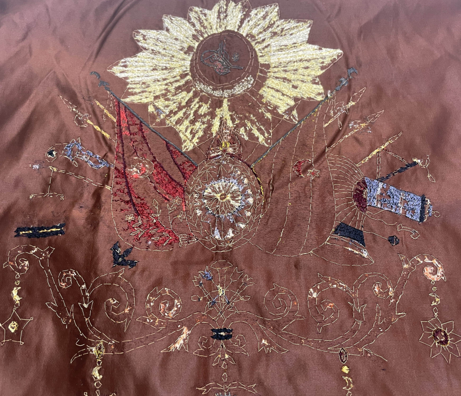 OSMANLI DEVLET ARMASI İŞLENMİŞ OSMANLI DÖNEMİ İPEK PANO