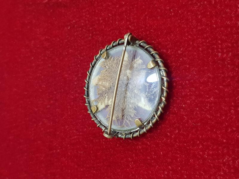 İÇİNDE ÇİÇEK BULUNAN ANTİKA BROŞ 