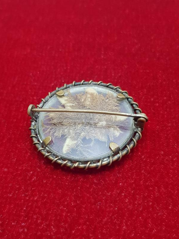 İÇİNDE ÇİÇEK BULUNAN ANTİKA BROŞ 