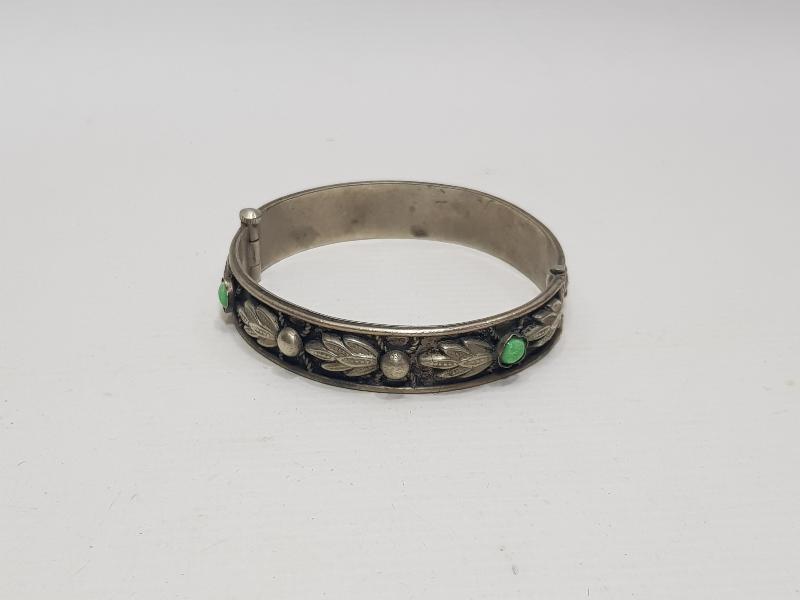 YEŞİL TAŞLI ALPAKA BİLEZİK 