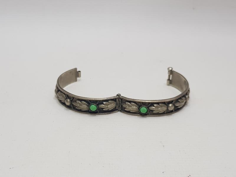 YEŞİL TAŞLI ALPAKA BİLEZİK 