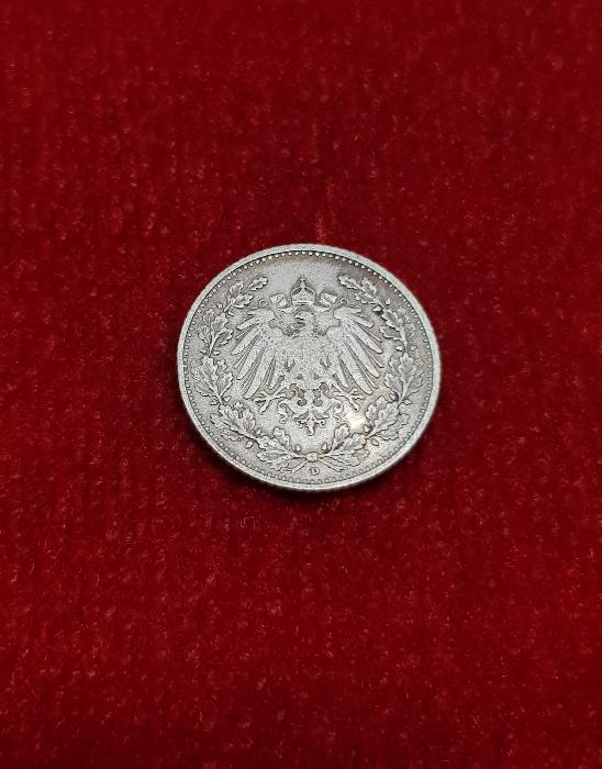 1906 ALMANYA 1/2 MARK GÜMÜŞ PARA