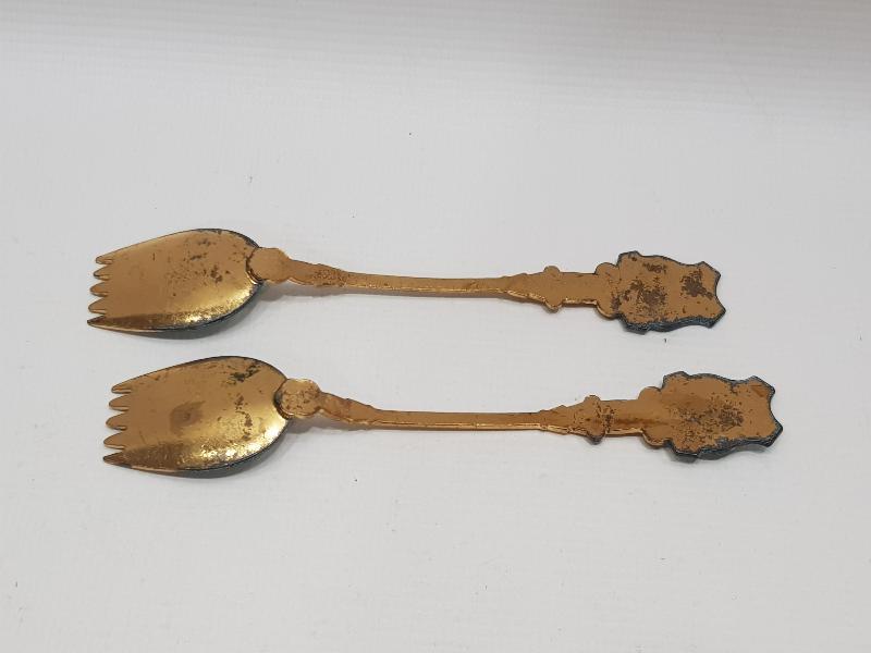 ANTİKA RUS YAPIMI LENİNGRAD TEMALI BİR ÇİFT MİNELİ ÇATAL 