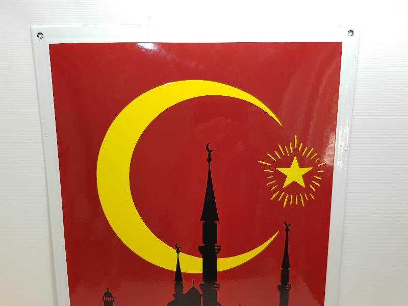 AY YILDIZLI EMAYE SİGARA TABELASI 