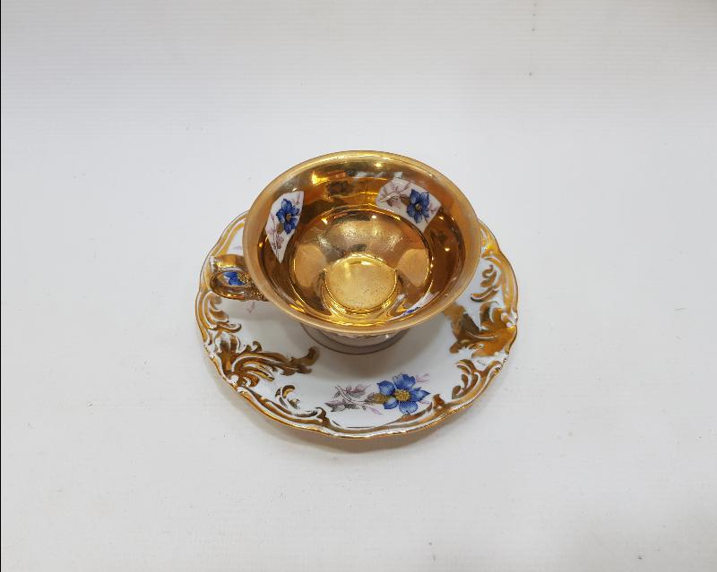 OSMANLI DÖNEMİ KPM MARKA ALTIN YALDIZLI ANTİKA FİNCAN