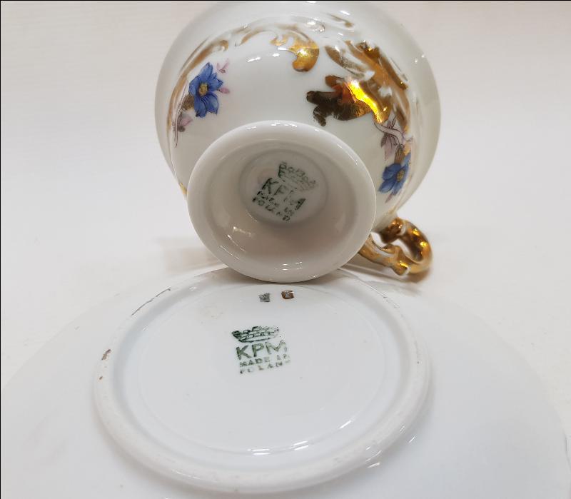 OSMANLI DÖNEMİ KPM MARKA ALTIN YALDIZLI ANTİKA FİNCAN