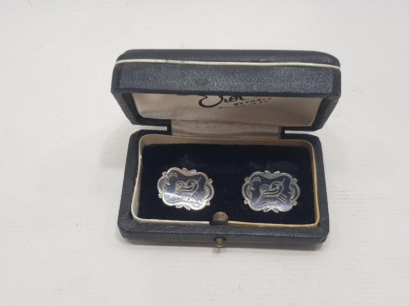 ANTİKA SAVAT İŞÇİLİKLİ OSMANLI TUĞRALI BİR ÇİFT KOL DÜĞMESİ