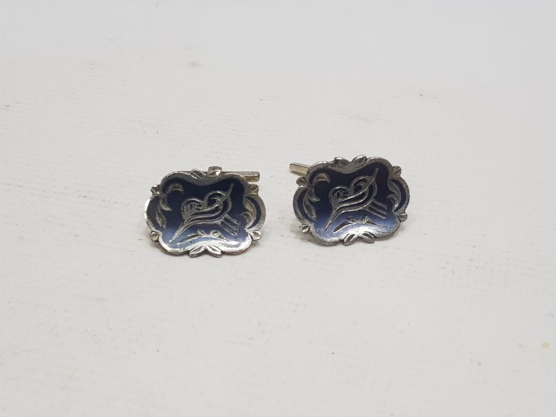 ANTİKA SAVAT İŞÇİLİKLİ OSMANLI TUĞRALI BİR ÇİFT KOL DÜĞMESİ