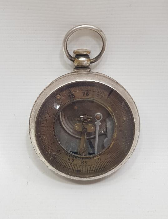 CONSTANTINOPLE YAZILI GÜMÜŞ KAPLAMA BAROMETRE