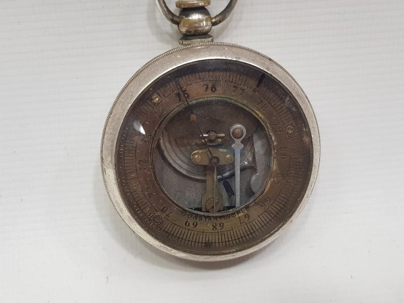 CONSTANTINOPLE YAZILI GÜMÜŞ KAPLAMA BAROMETRE