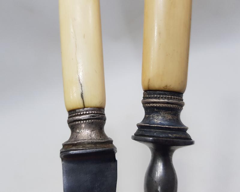 OSMANLI DÖNEMİ FİL DİŞİ SAPLI SERVİS ÇATAL BIÇAĞI